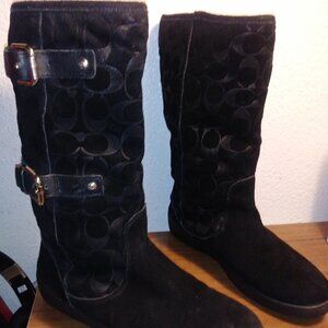 Coach Signature Black "C" Tinah Boots/leather and suede/Women's size 8.5-Q1352